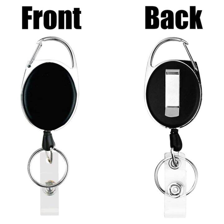 5-pack-heavy-duty-retractable-badge-reel-id-card-holder-with-clip-and-keyring-carabiner-keychain-with-belt-clip-black