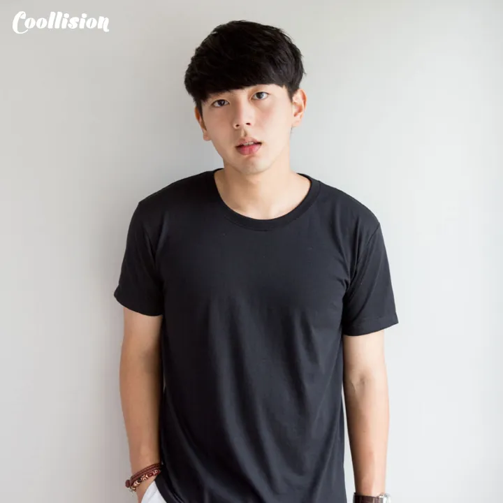 coollision-เสื้อดำ-เสื้อเปล่าเสื้อยืดสีพื้น-สีดำ-ผ้า-tc-นุ่มๆ