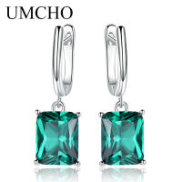 UMCHO Elegant 925 Silver Nano Sky Blue Topaz Women Drop Earrings for Anniversary Party Gifts Fine Jewelry Decorations