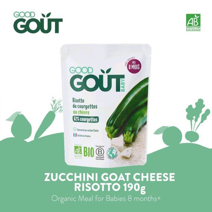 GOOD GOÛT Zucchini and Goat Cheese Risotto 190g Organic Baby Meal for 8