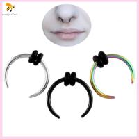 SNSQDYW0010 แฟชั่น สีดำ หลากสี 16G กับ Septum Hoop Rings เจาะกระดูกจมูก OX Horn Nose Ring จมูกเกือกม้า