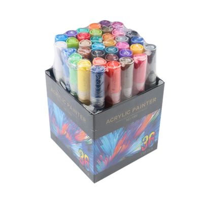 36 Colors Acrylic Paint Marker Pen Detailed Marking for DIY Album Glass Ceramic Rock Wood Canvas