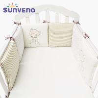 Sunveno ชุดเครื่องนอนผ้าฝ้ายกันชนลายการ์ตูน 6 ชิ้น/ชุดสําหรับเด็กทารก