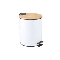 5L Round Foot Trash Can, White Household Trash Can with Lid, Suitable for Kitchen, Bedroom and Living Room