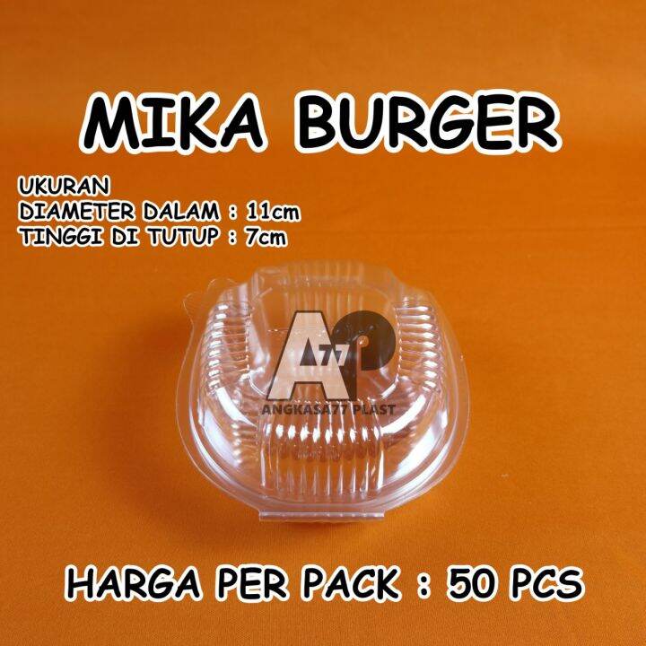 (ISI 50pcs) Mika Burger/ Hamburger / Mika Roti / Mika Bolu Plastik ...