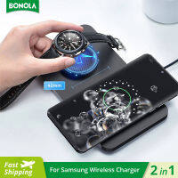 Bonola Induction 2 In 1 Wireless Charger Pad สำหรับ Samsung Z Flip 4S23 Ultra Qi 15W Fast Wireless Charging สำหรับ Galaxy Watch 54