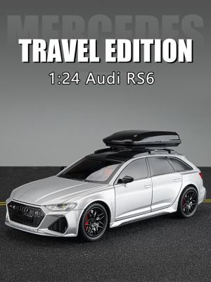 New 1:24 Rs6 Travel Version Model Car Simulation Sound And Light Pull Back Alloy Car Toy Car Boy Collection Decoration Gift