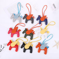 Trendy PU Leather Cute Horse Hanger Keychain Pendant Decoration For Ladies Bag Charm Accessories Ornament Gifts