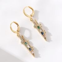 [COD] Real gold electroplating fashion earrings for women European and hot selling copper inlaid zircon creative crocodile knife ear