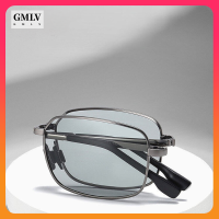 GMLV แว่นตากันแดดพับได้ แว่นตากันแดด Photochromic แว่นตากันแดด Polarized สำหรับผู้ชายตกปลา สีดำ การป้องกัน UV400 แว่นตากันแดดกรอบโลหะสำหรับกีฬากลางแจ้ง