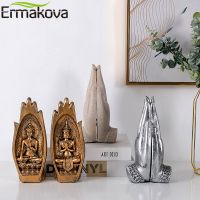 ERMAKOVA 2Pcs Buddha Statue Hands Sculptures Monk Figurine Tathagata India Yoga Fengshui Home Decoration Accessories