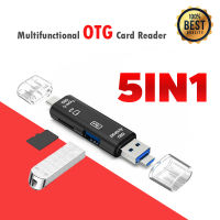 OTG Card Reader 5 in 1 USB 2.0 Micro USB TF SD Type-C Card Reader, USB 3.1 Adapter Cardreader for Smartphone PC Laptop