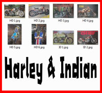 โปสเตอร์ รุ่นเก่า Harley Davidson &amp; Indian Motorcycle (8แบบ) หายาก รูป ภาพ รถ ติดผนัง poster ประมาณ30x20.5นิ้ว(76x52ซม.)