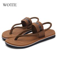 WOTTE Sandals Men Sandalias Hombre Gladiator Sandals for Male Summer Roman Beach Shoes Flip Flops Slip Flats Slippers Slides House Slippers