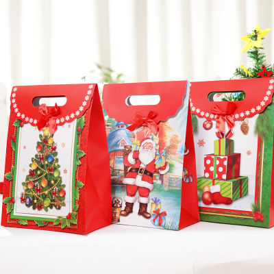 19*9*27 ซม. 3 ชิ้น/เซ็ต Merry Christmas Father Christmas Christmas Tree กระดาษของขวัญถุงผลไม้ Candy Gift Package-zptcm3861