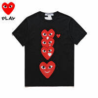 ❤【ในสต็อก】❤Original Comes Des Garcons ผ้าฝ้ายคอกลมสั้นเล่น CDG เสื้อยืดแขนสั้นสำหรับทั้งหญิงและชายหลวมและใส่สบายเสื้อยืดสีดำ