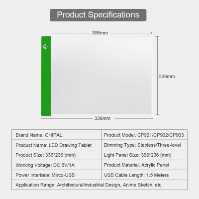 CHIPAL A4ดิจิตอล LED แท็บเล็ตการวาดภาพกราฟิกแท็บเล็ต USB Dimming Light Electronics Graphic Art ภาพวาดการเขียน Copy Board