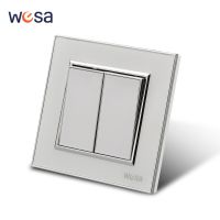 WESA White Mirror Acrylic Wall Switch Flame retardant Panel 2 Gang 1 Way Wall Rocker Switch On / Off 16A AC 250V 86mmx86mm News