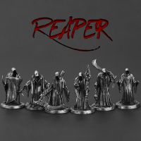 Metal Sickle Grim Reaper Soldiers Mininature Figurines Desktop War Game Chess Collections Decor Small Ornaments Gifts for Men