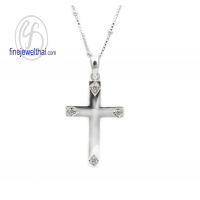 Finejewelthai-จี้เพชร-จี้เงิน-จี้ไม้กางเขน-เพชร-cz-พลอยประจำเดือนเกิด-P1090cz