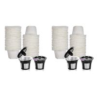 2 set K Cups for with 100 Counts Paper K Cup Filters- Universal Compatible with Reusable Coffee Pods