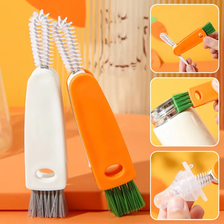 Idealhere 1pc 3 in 1 Bottle Lid Detail Brush Straw Cleaner Tools Water