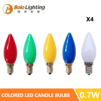 หลอดไฟแสงเหลือง4ชิ้น E14 220V LED สีแดงสีเหลืองสีเขียวหลอดไฟสี LED สีฟ้าขาว