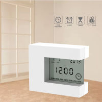 Digital Table LCD Alarm Clock White with Calendar &amp;Temperature &amp; Timer Modern Electric Bedroom Clock Battery Opearated for home