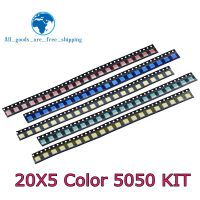 100ชิ้น/ล็อต5050 Smd สีขาวสีแดงสีฟ้าสีเขียวสีเหลือง20ชิ้นแต่ละชุดไดโอด Led Smd 5050สว่างพิเศษ