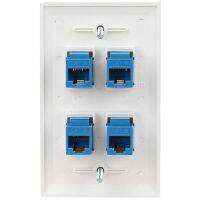 2X Ethernet Wall Plate 4 Port Wall Plate Female-Female Compatible with for Cat7/6/6E/5/5E Ethernet Devices -Blue