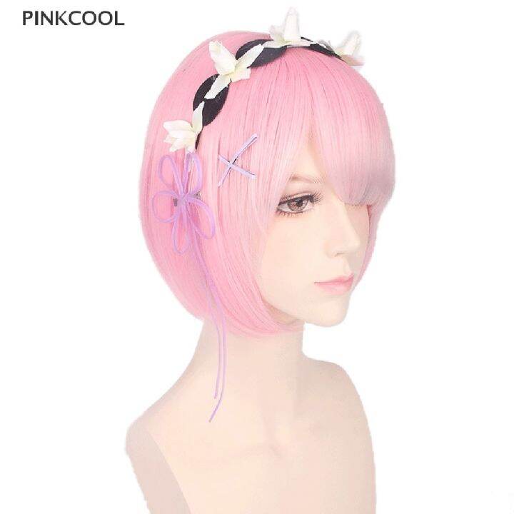 pinkcool-วิกผมคอสเพลย์-hajimeru-isekai-seikatsu-rem-ram-twins-สีฟ้า-สีชมพู-สําหรับปาร์ตี้