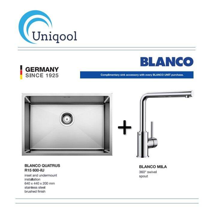 BLANCO Quatrus R15 600IU Stainless Steel Sink Bundle With Blanco Sink