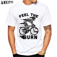 Old Bikes Skull T Shirts Summer Men Funny Feel The Bicycle Burn Design Short Sleeve O neck Casual Tees Fashion White Tops XS-6XL