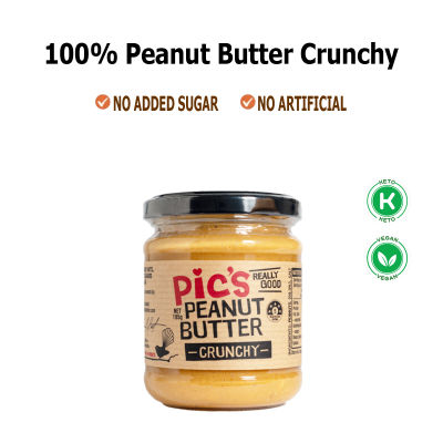 Pics Peanut Butter Crunchy 195g พิคส์ พีนัท บัตเตอร์ ครันซี่ เนยถั่ว ชนิดหยาบ ขายดีที่สุดจากนิวซีแลนด์ นำเข้าจากนิวซีแลนด์