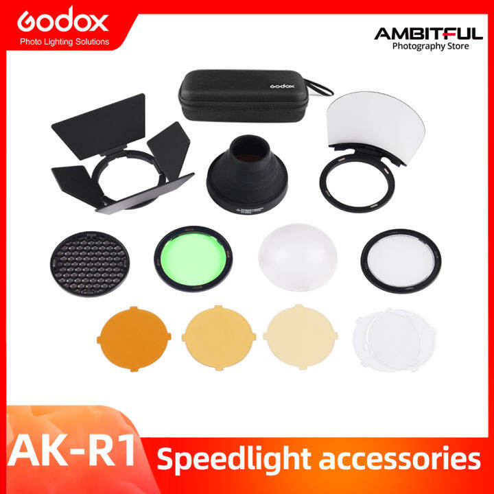 Godox AKR1 Round Head Accessories Kit Flash Head Adapter Barn Door
