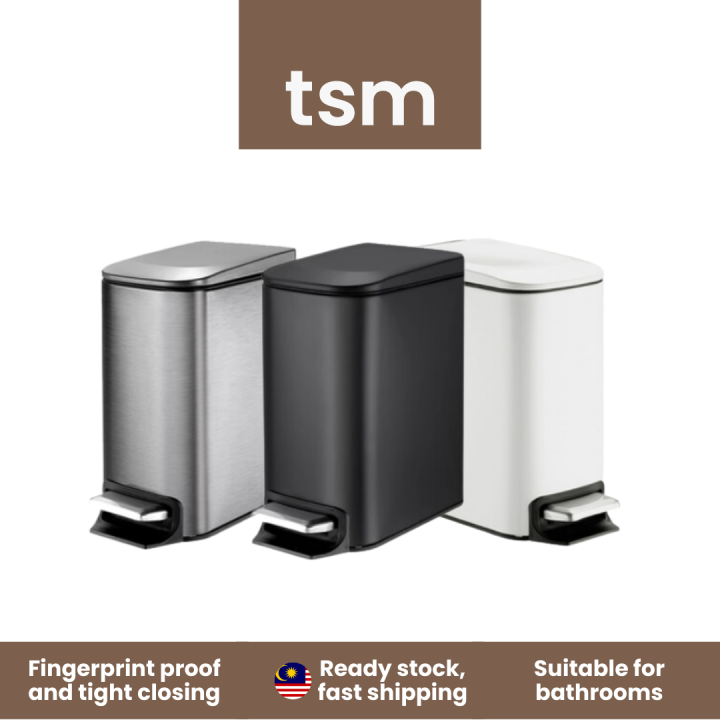 TSM Stainless Steel Small Trash Can with Foot Pedal | Bathroom Dustbin ...