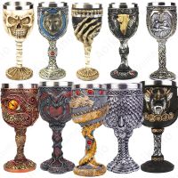 Creative 3D Gothic Wine Goblet Style Contain Dragon Claw Viking Skull Skeleton Punk Wine Glass Halloween Gifts Bar Drinkware Cup