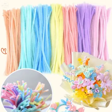 100Pcs Chenille Stems Pipe Cleaners Rods Kids Craft Toy Fuzzy Wire /  Chenille Stems Twist Wire for DIY Mix Rainbow