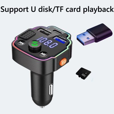 USB TF Card Support Charger Wireless Bluetooth 5.0 Car LCD Hands-Free FM Transmitter Music Player Mobile Phone for iphone 14 13 Car Chargers