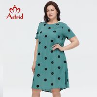 【YF】 Astrid Womens Summer Dress 2023 Elegant Cotton Oversize Office Polka Dot Embroidery Design Pocket Long Dresses for Women