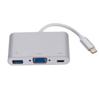 MNLXM ตัวแปลงสัญญาณ 3 in 1 Type C HUB เป็น HDMI VGA แท่นวางอุปกรณ์ แล็ปท็อปขยาย อะแดปเตอร์ Type-C เป็น VGA แบบ3 in 1 ขนาดกะทัดรัดกะทัดรัด 1920x1080 สำหรับเมาส์/โปรเจคเตอร์/จอภาพ/HDTV