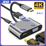 JDB USB C to HDMI adapter, USB Type C to HDMI VGA 4K hub4 in 1 thumbnail