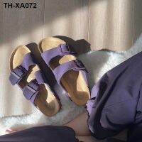 2023 summer new style purple one word buckle Birkenstock shoes women lazy people wear beach sandals sandals and slippers women