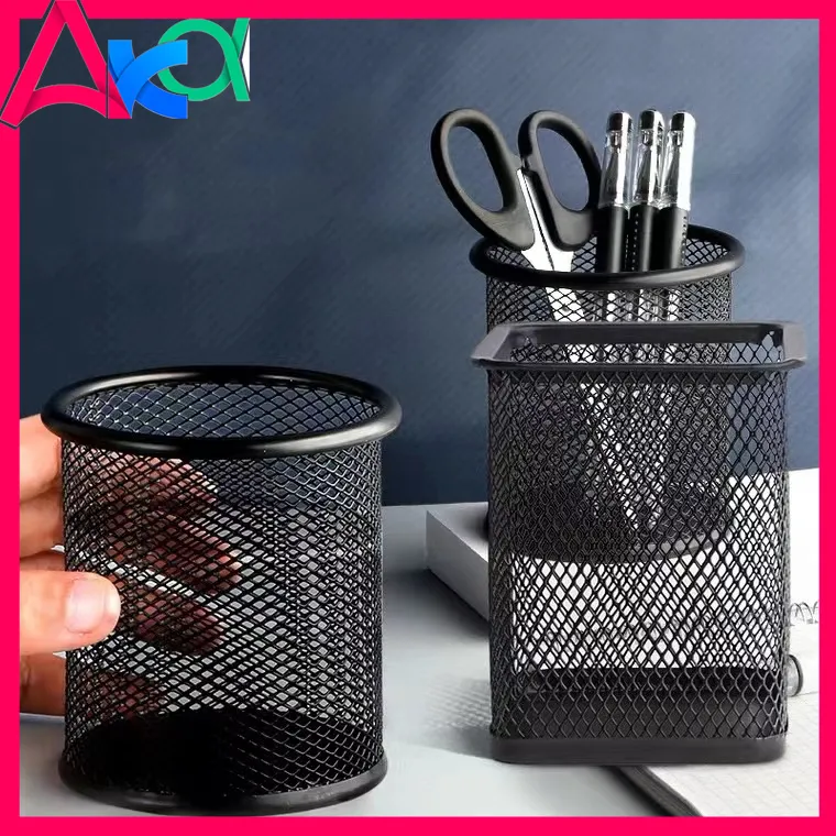 Black Desk Top Organizer Office School Supply Pen Caddy Metal Wire Mesh  Storage