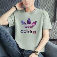 ADIDASeˉ  เสื้อยืดผ้าฝ้ายแขนสั้นสำหรับผู้ชายและผู้หญิง,เสื้อตัวในแบบหลวมเสื้อกีฬาสไตล์ลำลอง11สีลดราคา (S-5XL)