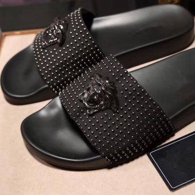 4colors Versace Medusa Diamond Male and Female Couple Soft Sole Casual Slippers Beach Shoes