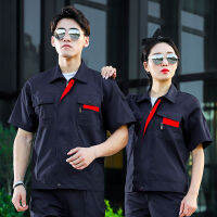 ?จัดส่งที่รวดเร็ว?ฤดูร้อนบางแขนสั้น Workwear ท็อปส์ซูสีน้ำเงิน Workwear เครื่องแบบแรงงานเสื้อผ้าท็อปส์ซู