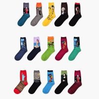 【cw】 Hot Starry Night Autumn Winter Retro Women Personality Art Van Gogh Mural World Famous Painting Male Socks Oil Funny Happy Socks