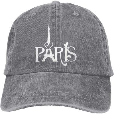 Women Men Adjustable Baseball Cap, Paris Eiffel Tower1 Yarn-Dyed Denim Snapback Trucker Hat
