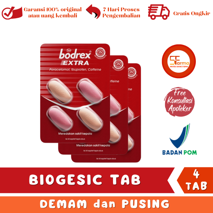 Bodrex Extra Isi 4 Tablet Obat Sakit Kepala Dan Demam Lazada Indonesia